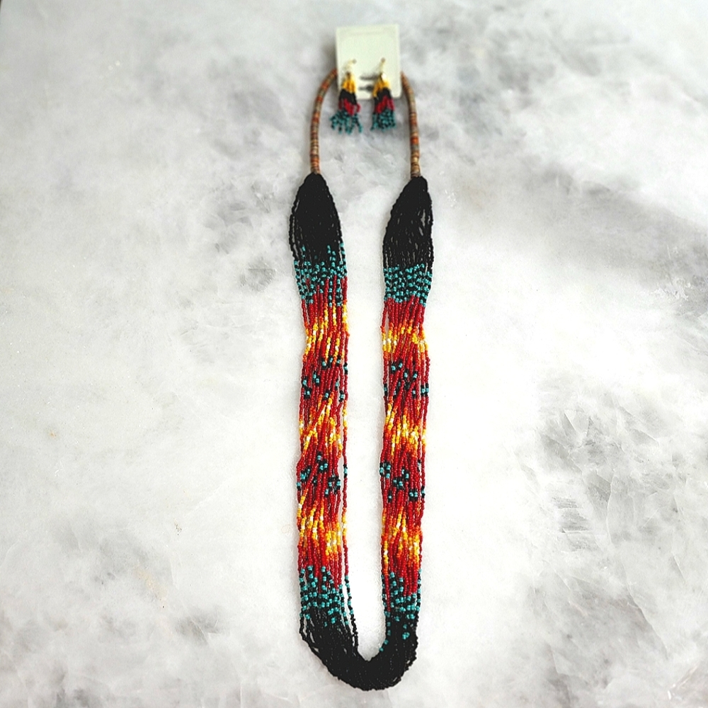 Beaded Necklace and Earrings Set